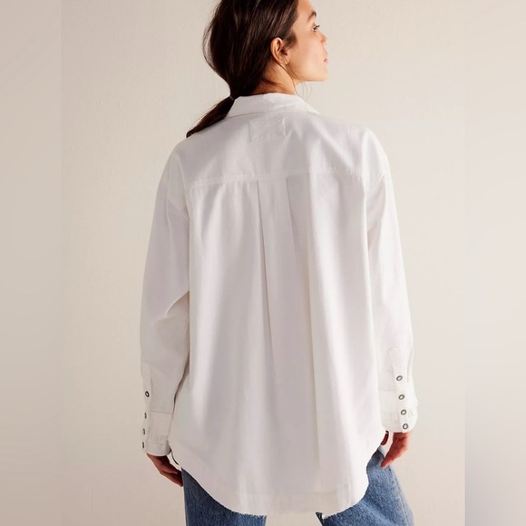 We The Free Free Night Moves long sleeve button down shirt, white, size M - Picture 2 of 15